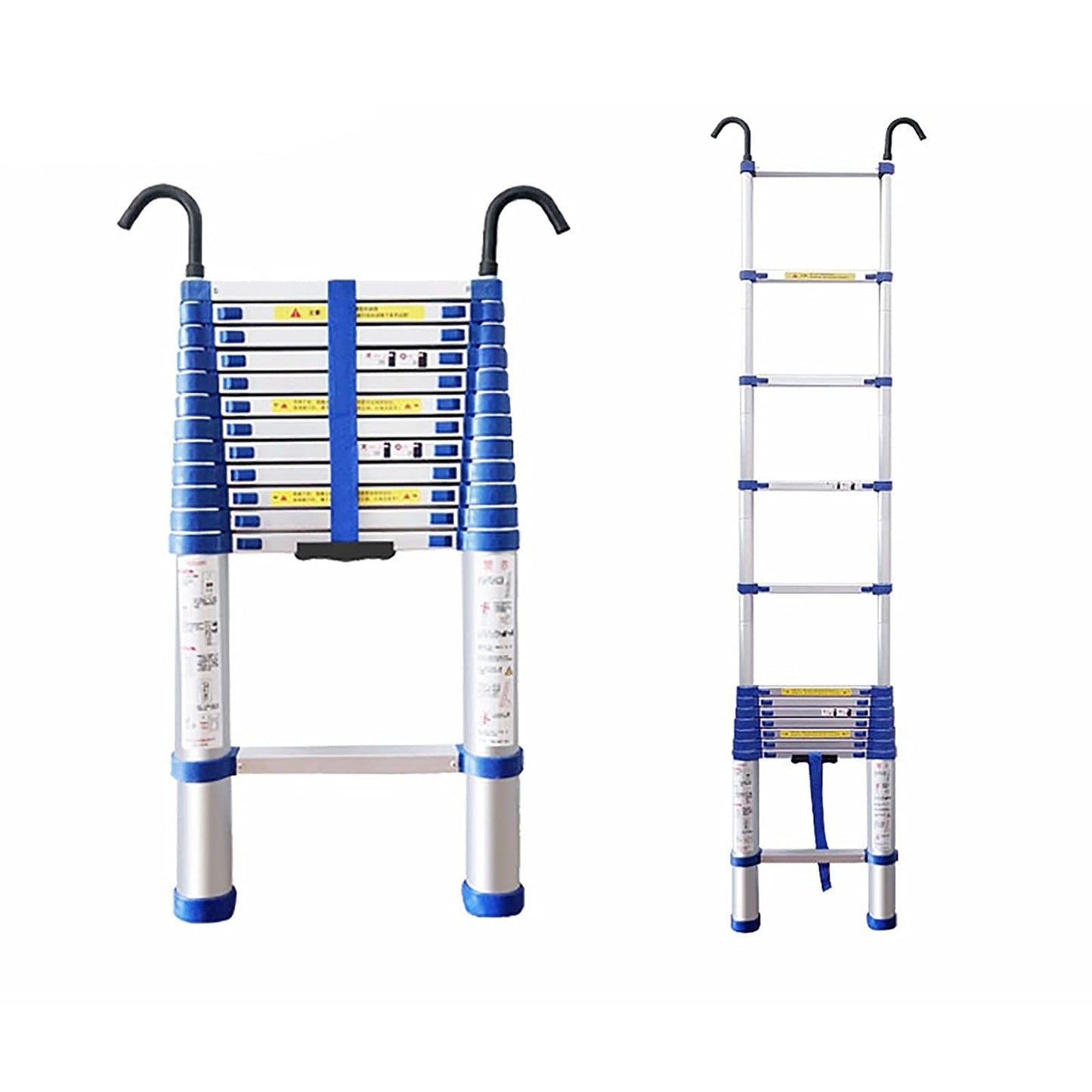 Household Daily or Emergency Use Portable Extendable Step Ladders2M-8M Telescoping Ladder Aluminum Extension Ladder & Loft Roof Hook Kit Telescopic Ladder Foldable Capaci
