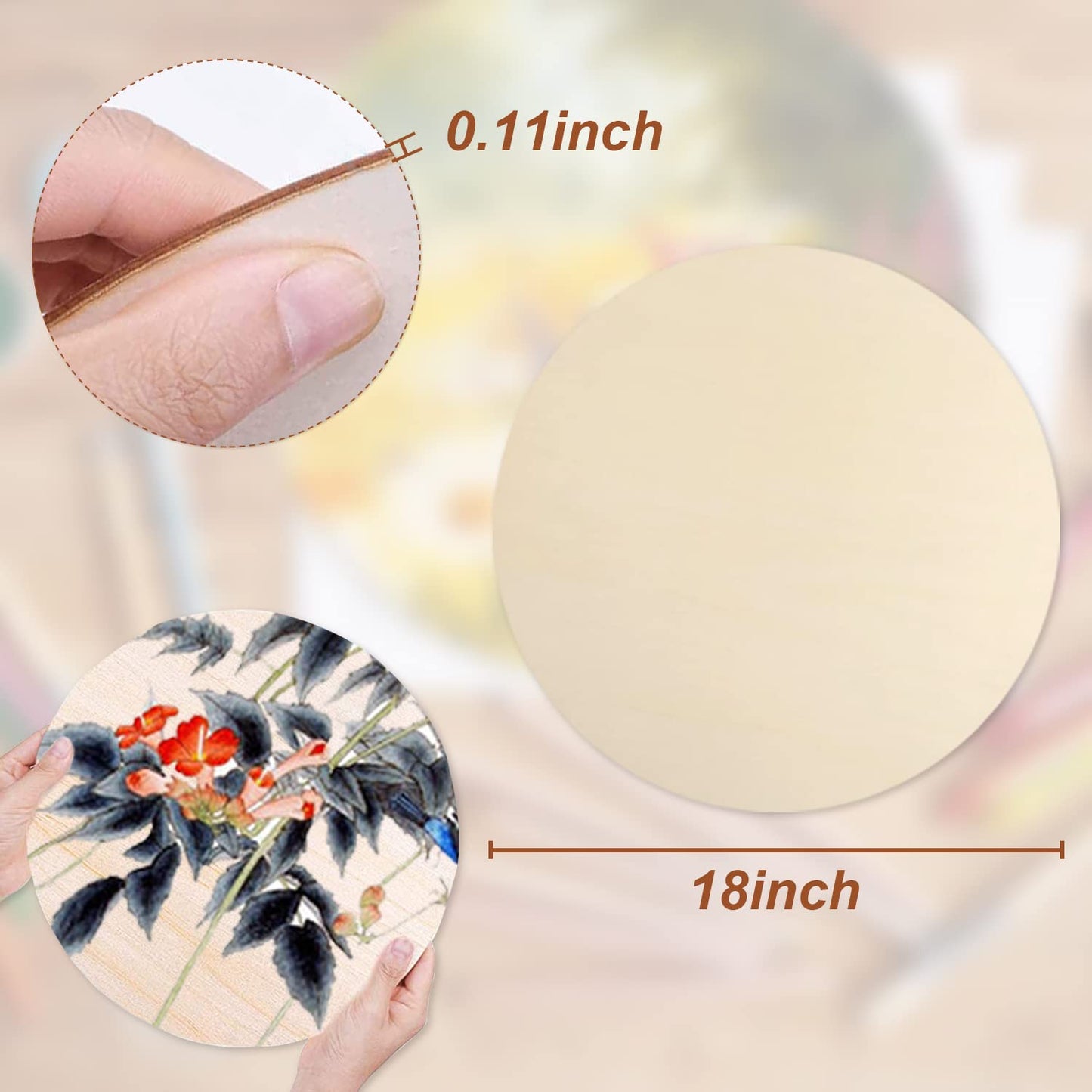 Round Wood Circles for Crafts 18 Inch,Ylibtool 5 Pack Unfinished Rounds Wood Discss Sign Blank for Crafts, Door Hanger, Door Design,Burning,DIY Projects