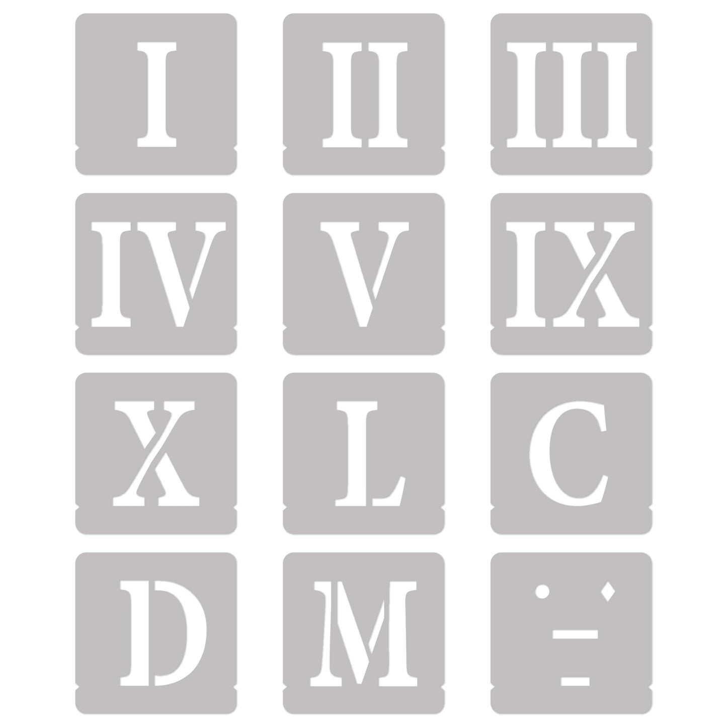 NAKLEO 12 Pcs Numbers and Symbols 2.8 Inch, Roman Plastic Stencils for Crafts Reusable, 12 Sheets for Painting, Template Art, Wall, Wood, Fabric
