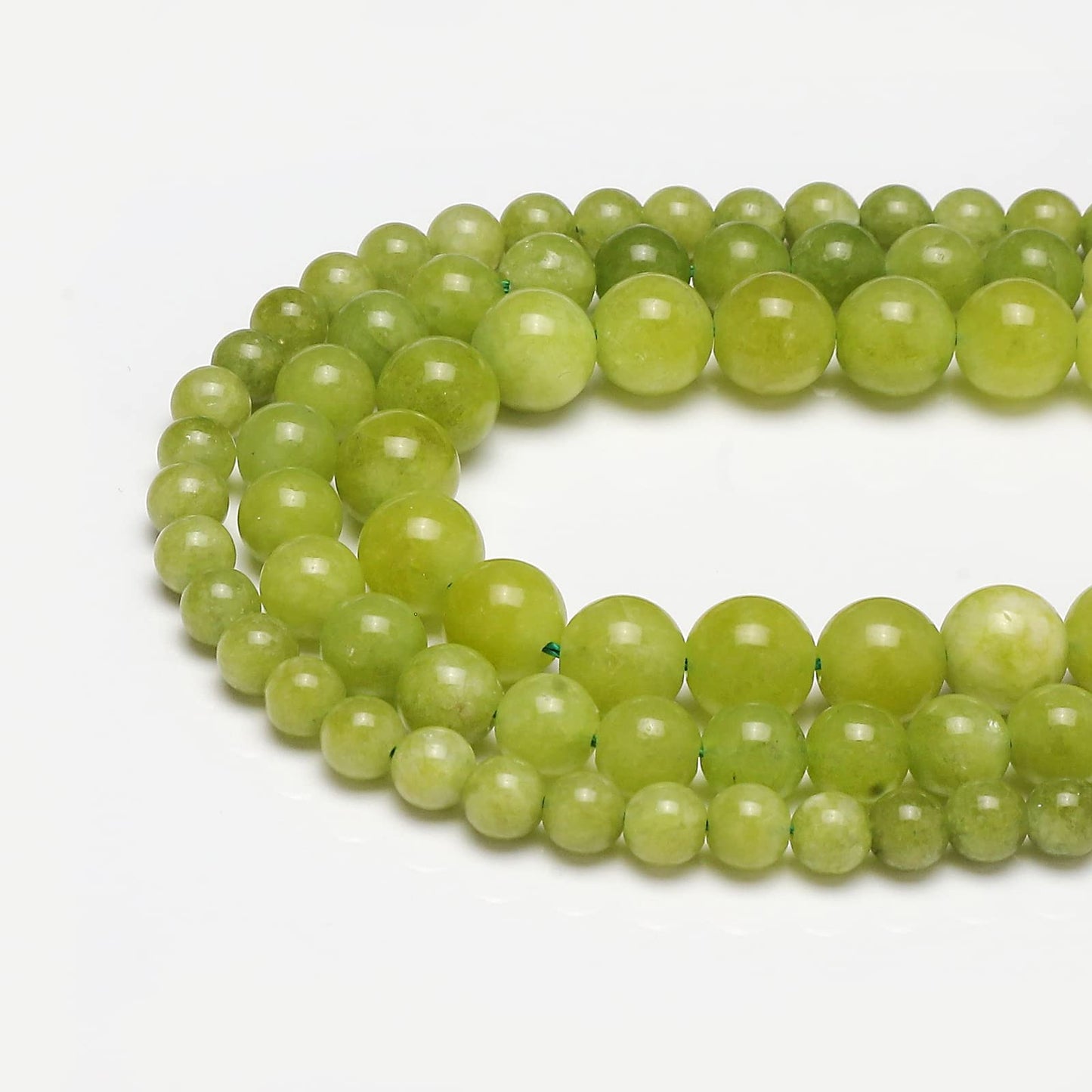 45pcs 8mm Peridot Loose Beads for Jewelry Making, Natural Semi Precious Beads Round Smooth Gemstone Spacer Beads Charms for Necklaces Bracelets