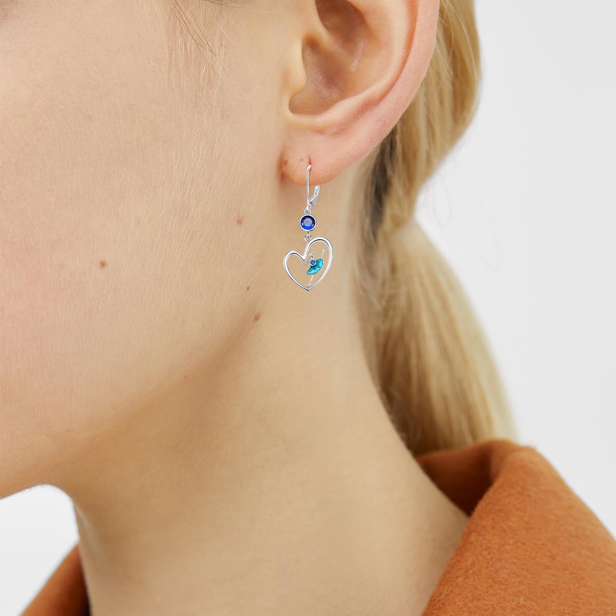 Ballerina Earrings for Women Sterling Silver Dancer Leverback Dangle Earrings Ballet Dance Jewelry Gifts