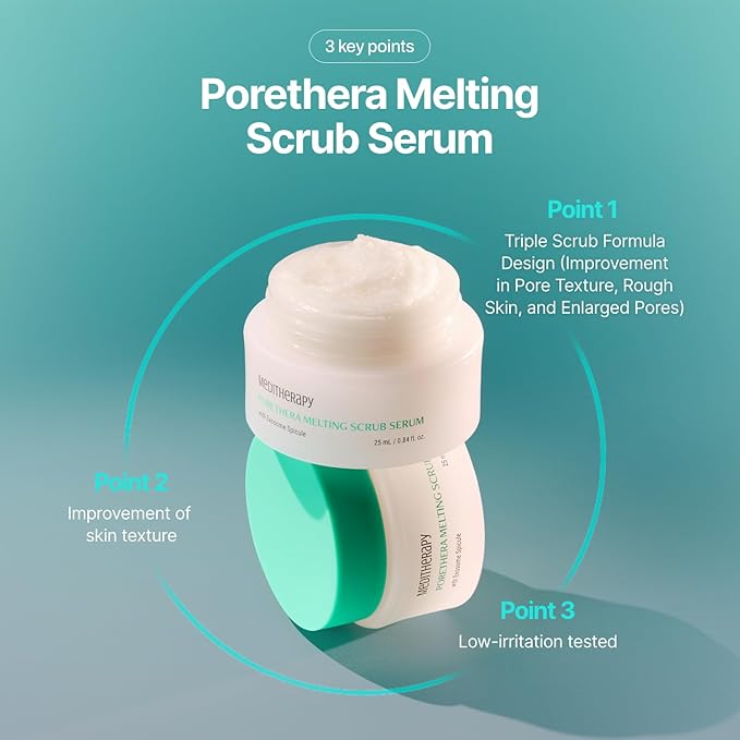 Porethera Melting Scrub Serum - Korean Face Serum for Clarifying Pores - Pore Minimizer for Face - Deep Face Scrub for Smooth and Clean Skin - Spicules for Tightening and Refining Pores, 0.84 fl.oz