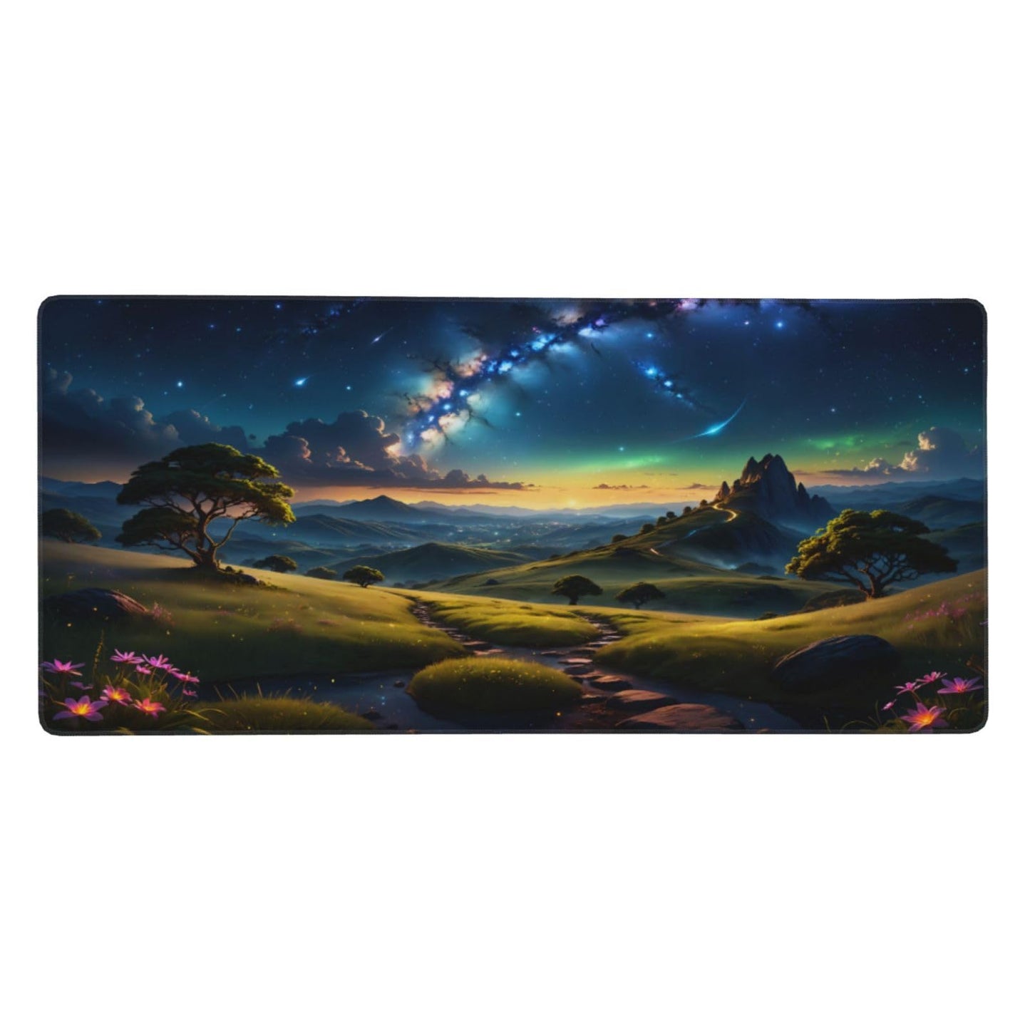 OnengMu XXL Gaming Mouse Pad 35.4x15.7 inch, Landscape Anime Theme Desk Mat,Large Mousepad for Wireless Mouse Office Desk Accessories (Green Meadow)