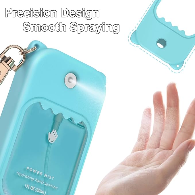 3Pcs Hand Sanitizer Spray Case for Touchland Silicone Touchland Case Keychain Cute Hand Sanitizer Spray Holder Compatible with Touchland Power Mist Gentle Mist Glow Mist (Pink & Purple & Blue)