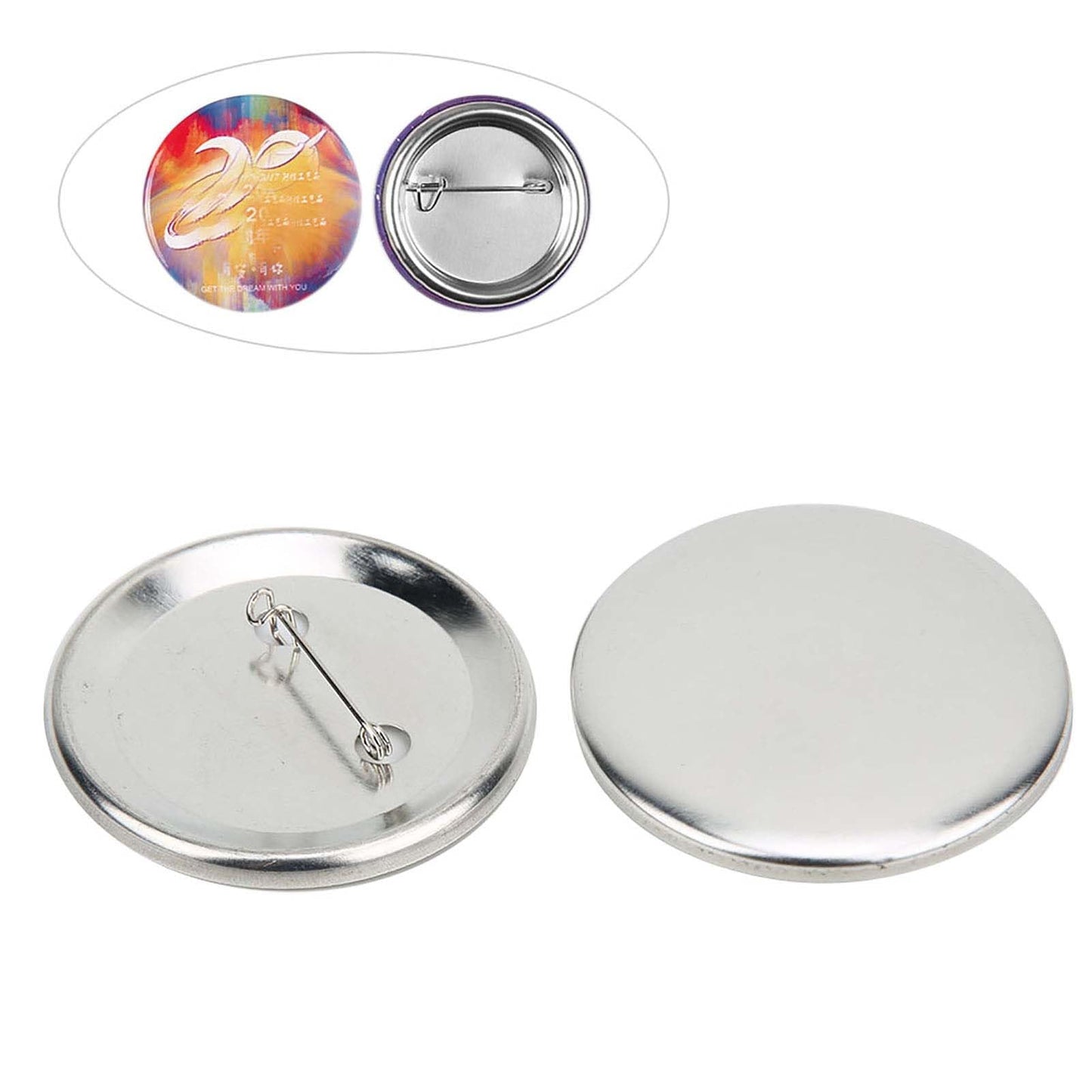 100 Sets 56mm Button Badge Button Pins, Badge Making Materials Blank Making Parts for Craft Supplies Making Birthday Parties Gifts