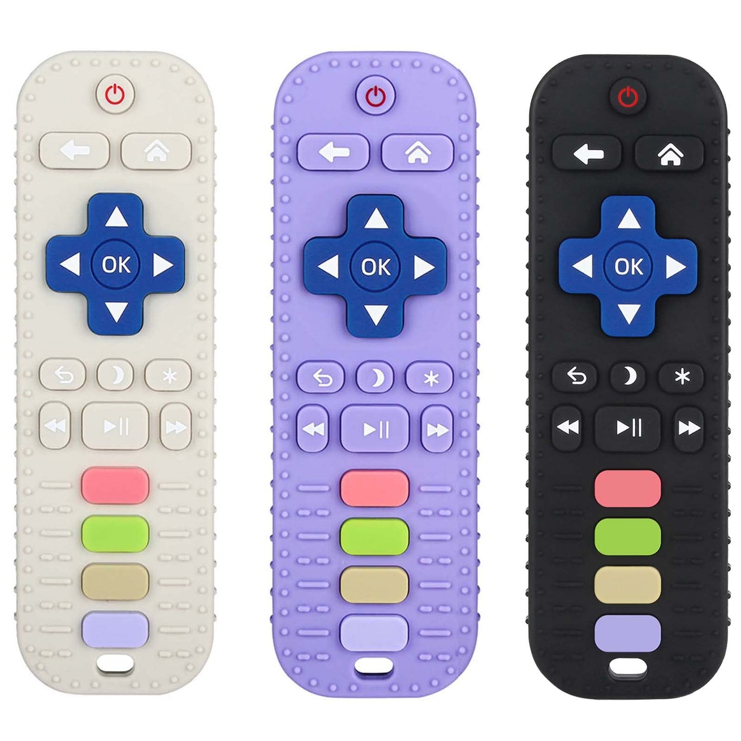 Chuya Silicone Baby Teether Chew Toy for Babies 3-24 Months, Teething Relief Baby Toys for Infants Remote Control Shape (3 Pack)