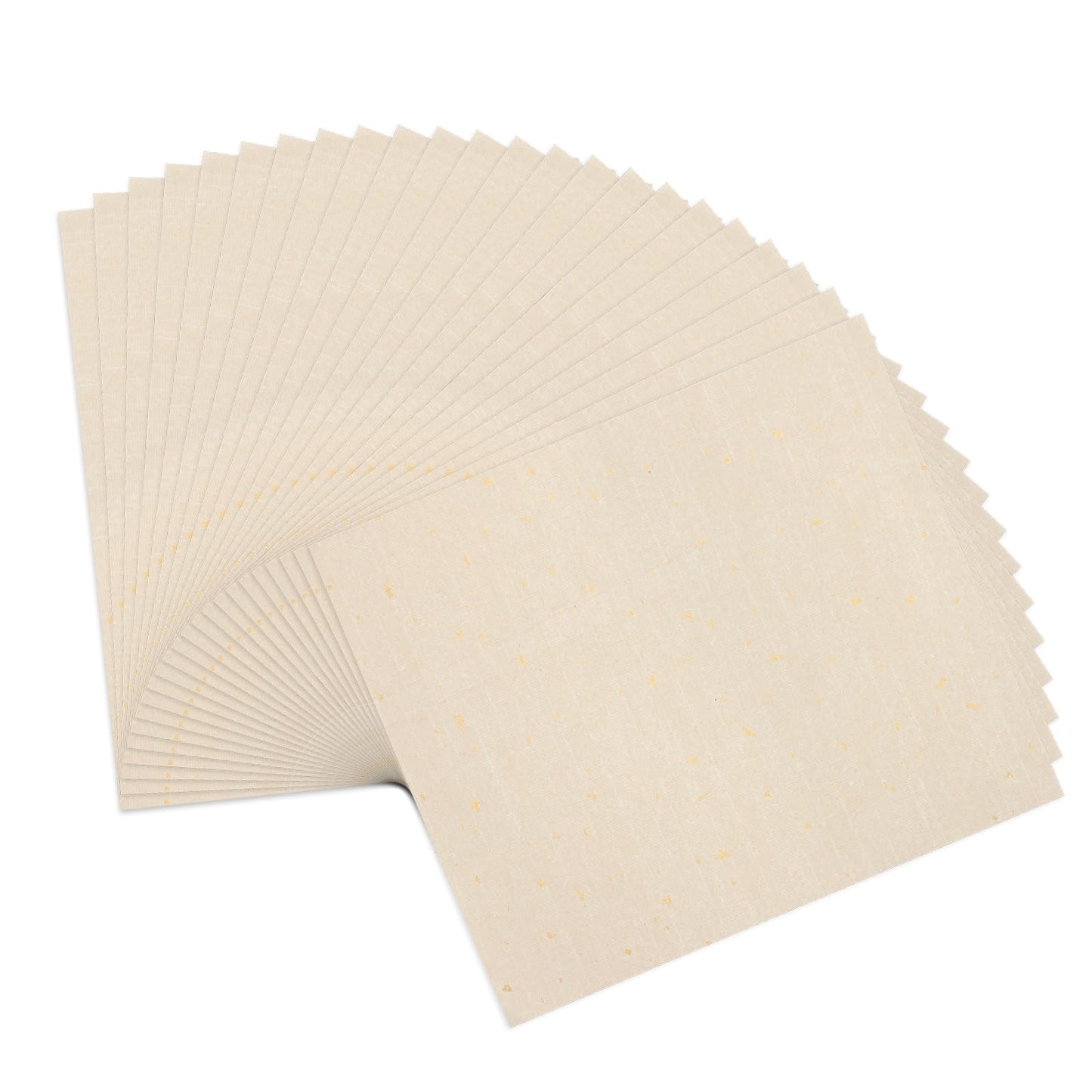 MECCANIXITY 100Pcs A4 Mulberry Paper, Natural Wood Fiber Unprepared Rice Paper Sheets Handmade Decoupage Art Tissue for Calligraphy DIY Drawing Writing Scrapbooking, Gold Dots Beige 8.3"x11.7"