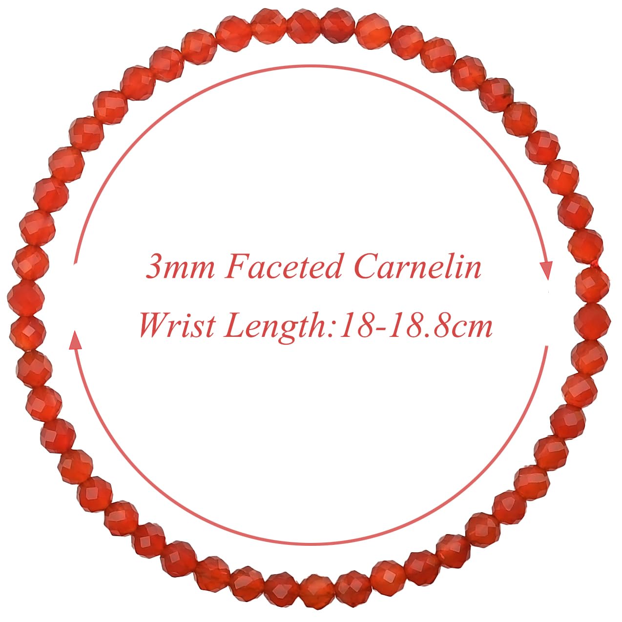 MASSIVE BEADS Natural Genuine Gemstone Beads Healing Crystal Chakra Reiki Jewelry Faceted Round Beads Bracelets (Carnelian, 3mm)
