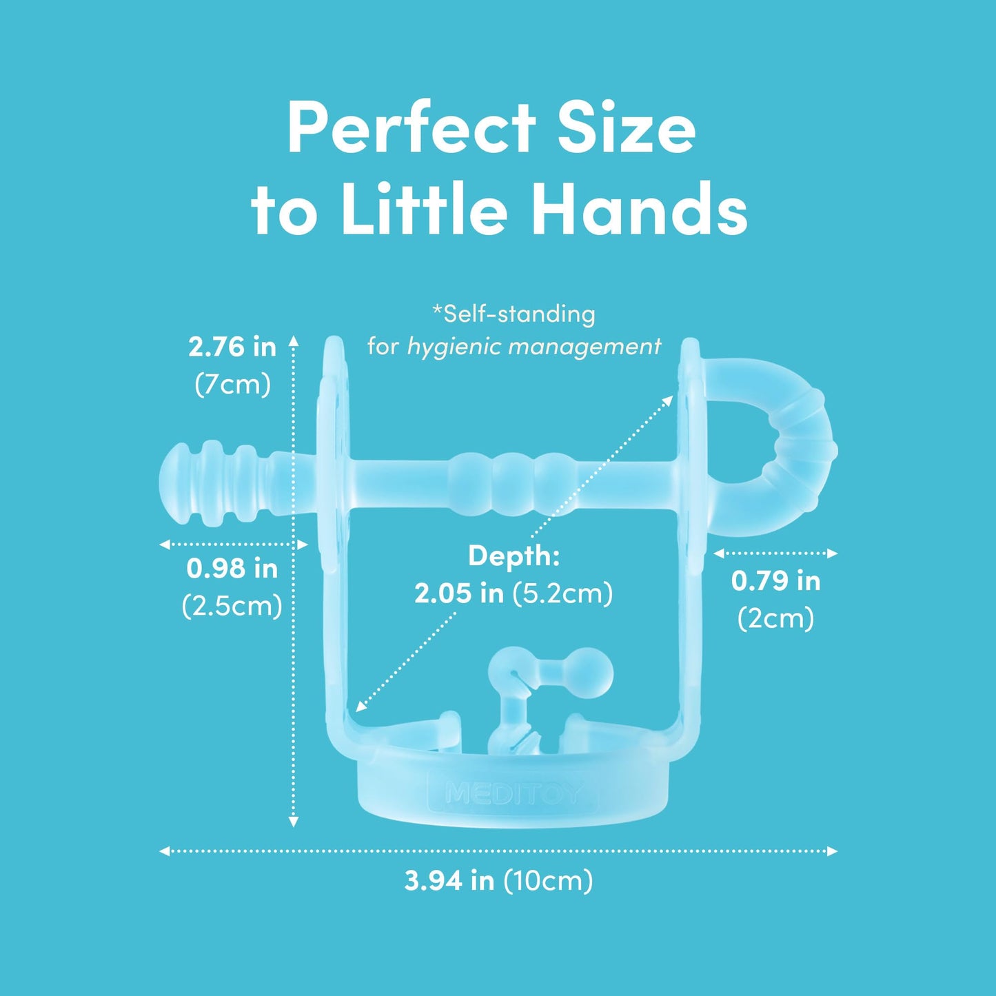 MEDITOY Premium Baby Hand Teether – Soft & Hygienic Soothing Aid for Teething Discomfort in Babies 3-12 Months, BPA-Free LSR Silicone, Adjustable Wristband, Easy to Clean, Made in Korea