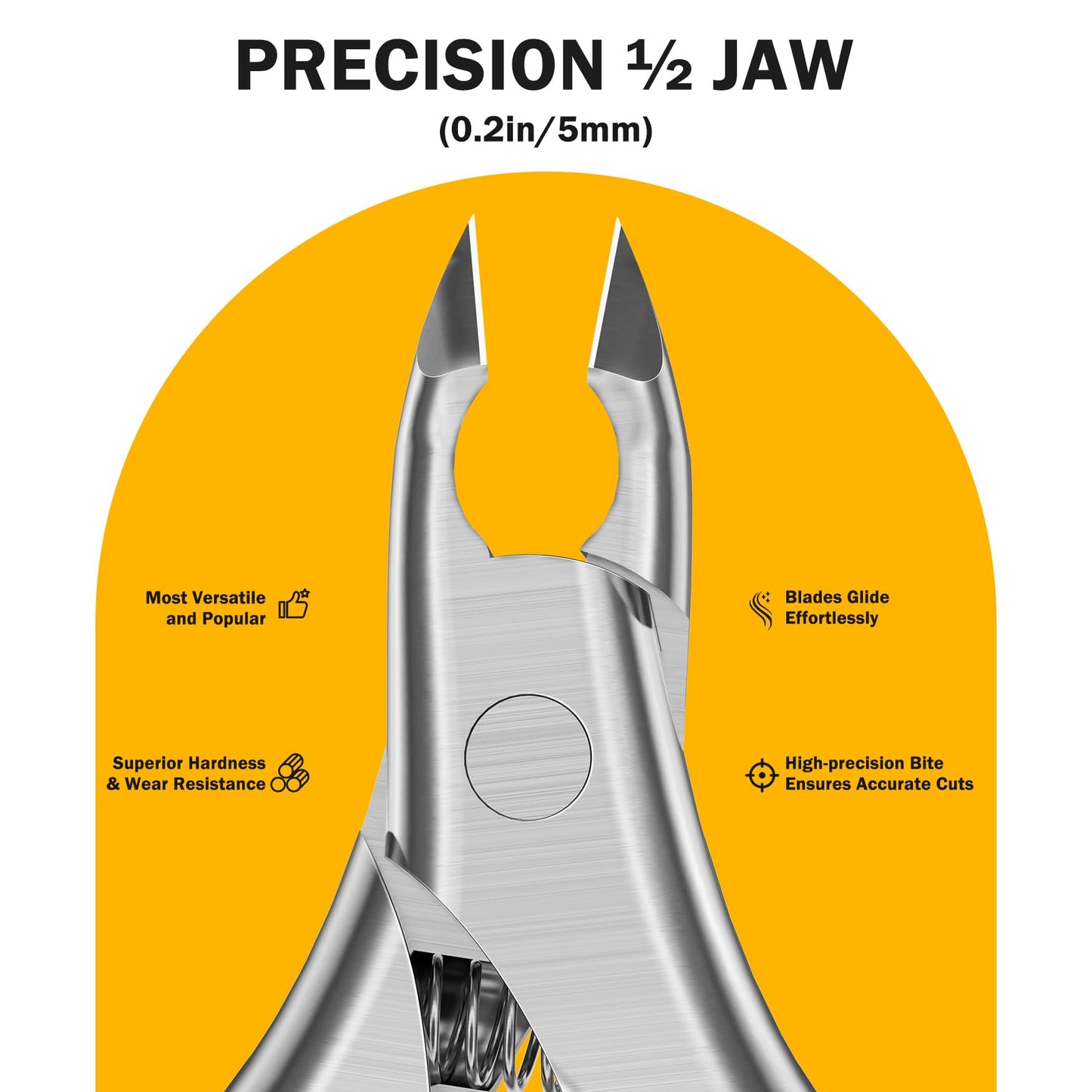 BEZOX Cuticle Clipper for Salon-Worthy Nails - Professional Half Jaw (5 mm) Cuticle Trimmers with Silicon Handle for Expert Manicures, Precision Cuticle Cutters Premium Nail Care Tool - Black