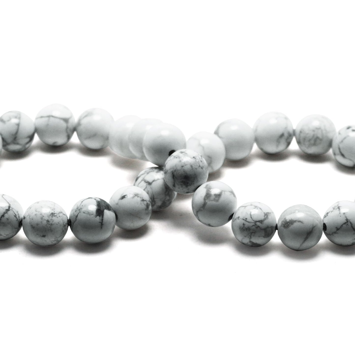 DIQIO Natural White Howlite Beads for Jewelry Making - Stone Beads Gemstone Beads for Bracelets, 6mm Round Loose Jasper Beads(58-60pcs, 6mm, White Howlite)