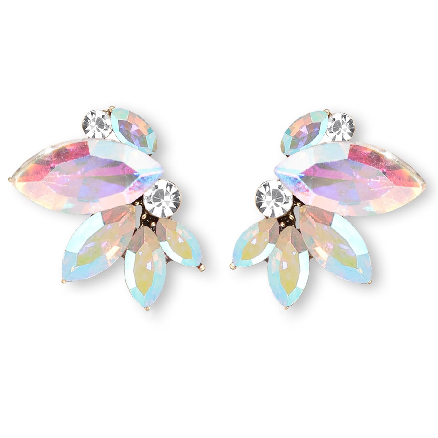 AB Rhinestone Drop Earring Sparkly Iridescent Wedding Earrings for Women Prom Party Faux Crystal Stud Earrings