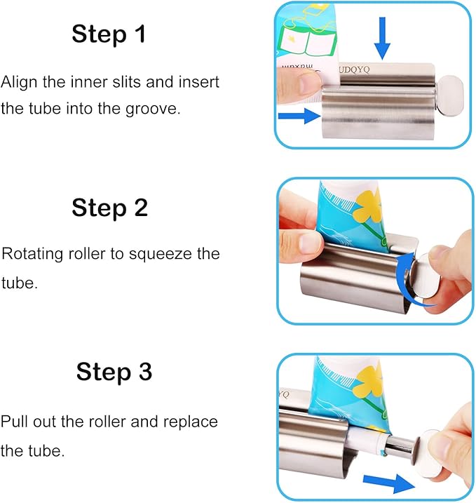 Toothpaste Squeezer - Metal Tube Squeezer Stainless Steel Tube Wringer UDQYQ Toothpaste seat Holder Stand (Silver)