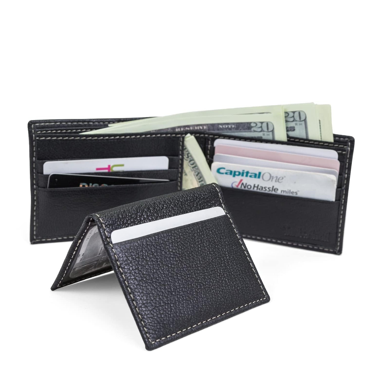 Timberland Men's RFID Blocking Wallet – Genuine Leather Passcase with Removable ID Holder, 6 Card Slots, 2 Billfold Pockets, Slim Design, Black, One Size