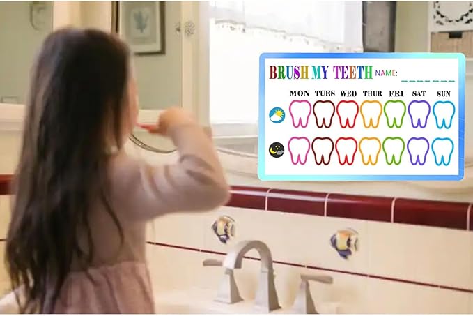 Brush My Teeth Reward Cards,2x3.5 Inch Educational Teeth Brushing Chart Brush Incentives,Teeth Brushing Weekly Tracker Behavior Finish Cards (50 Pcs)