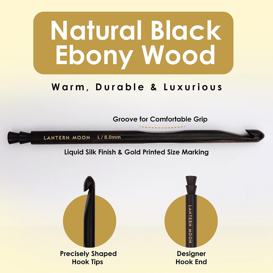 Lantern Moon Radiance Single Ended Crochet Hook Set | 6 US Sizes (G to L)
