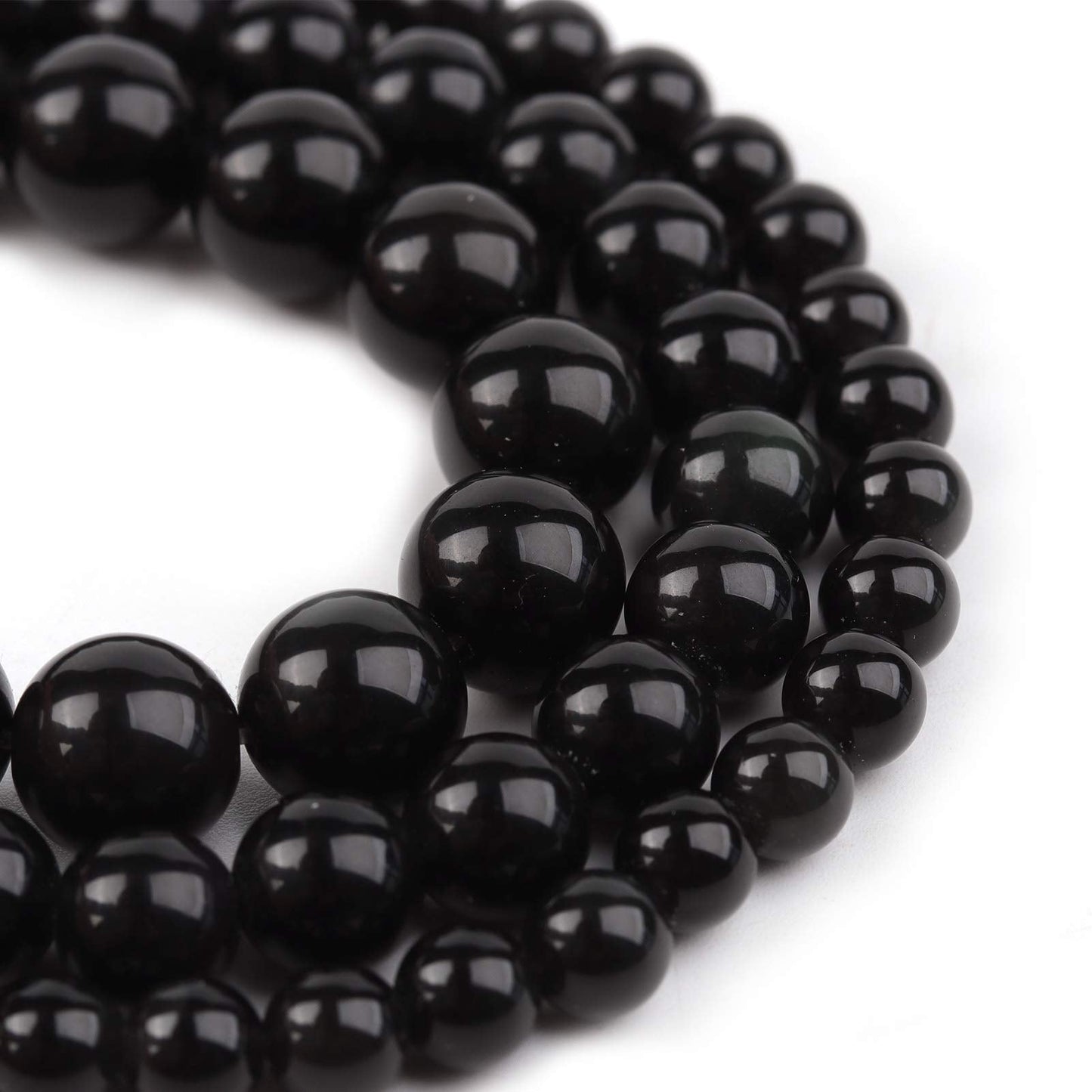 Filluck Natural Stone Beads 8mm Black Polished Round Smooth Agates Gemstone Beads for Jewelry Making 15 Inch(Black Onyx,8mm)