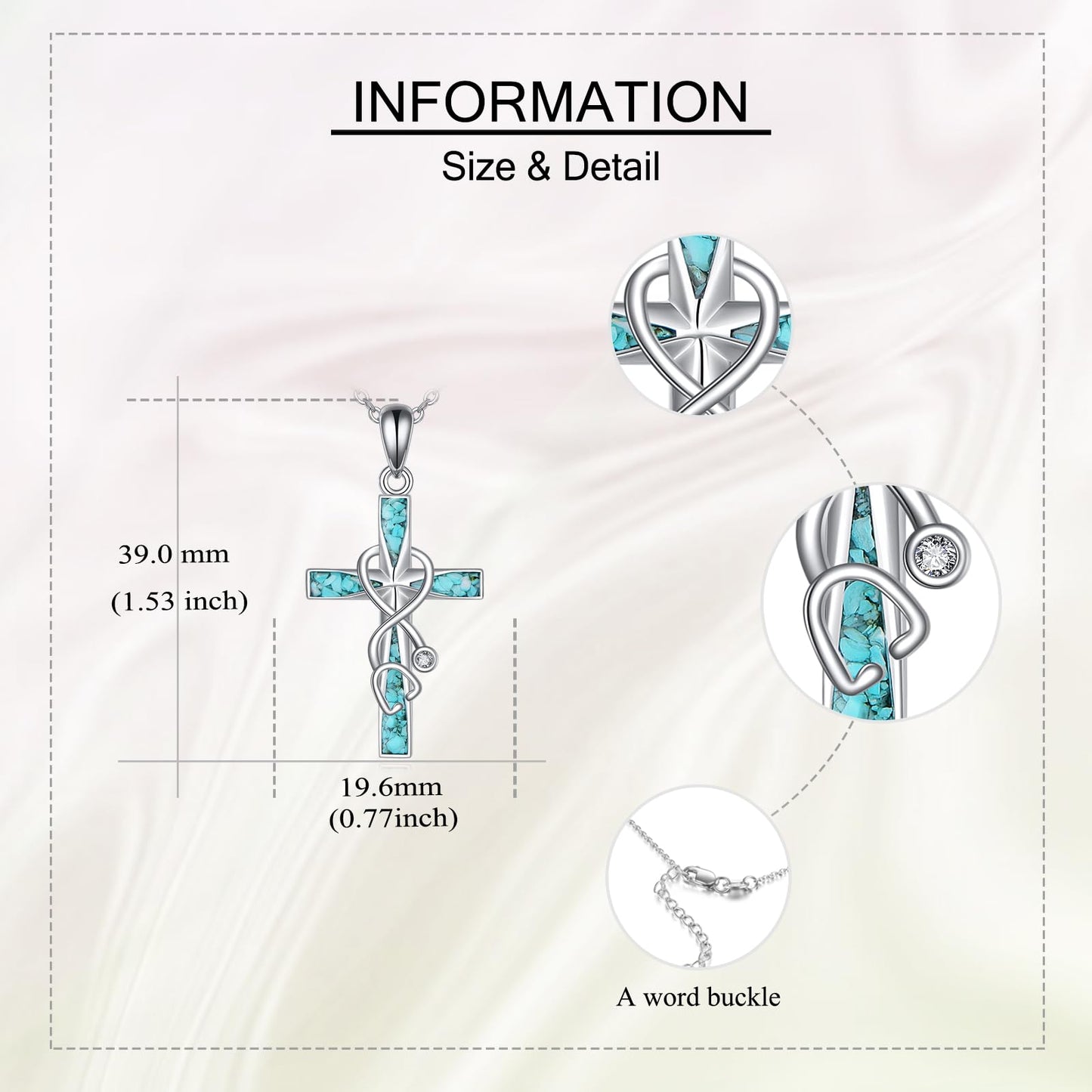 ONEFINITY Turquoise Cross Necklaces for Women 925 Sterling Silver Stethoscope Necklace Cross Jewelry Gifts for Nurses Doctors