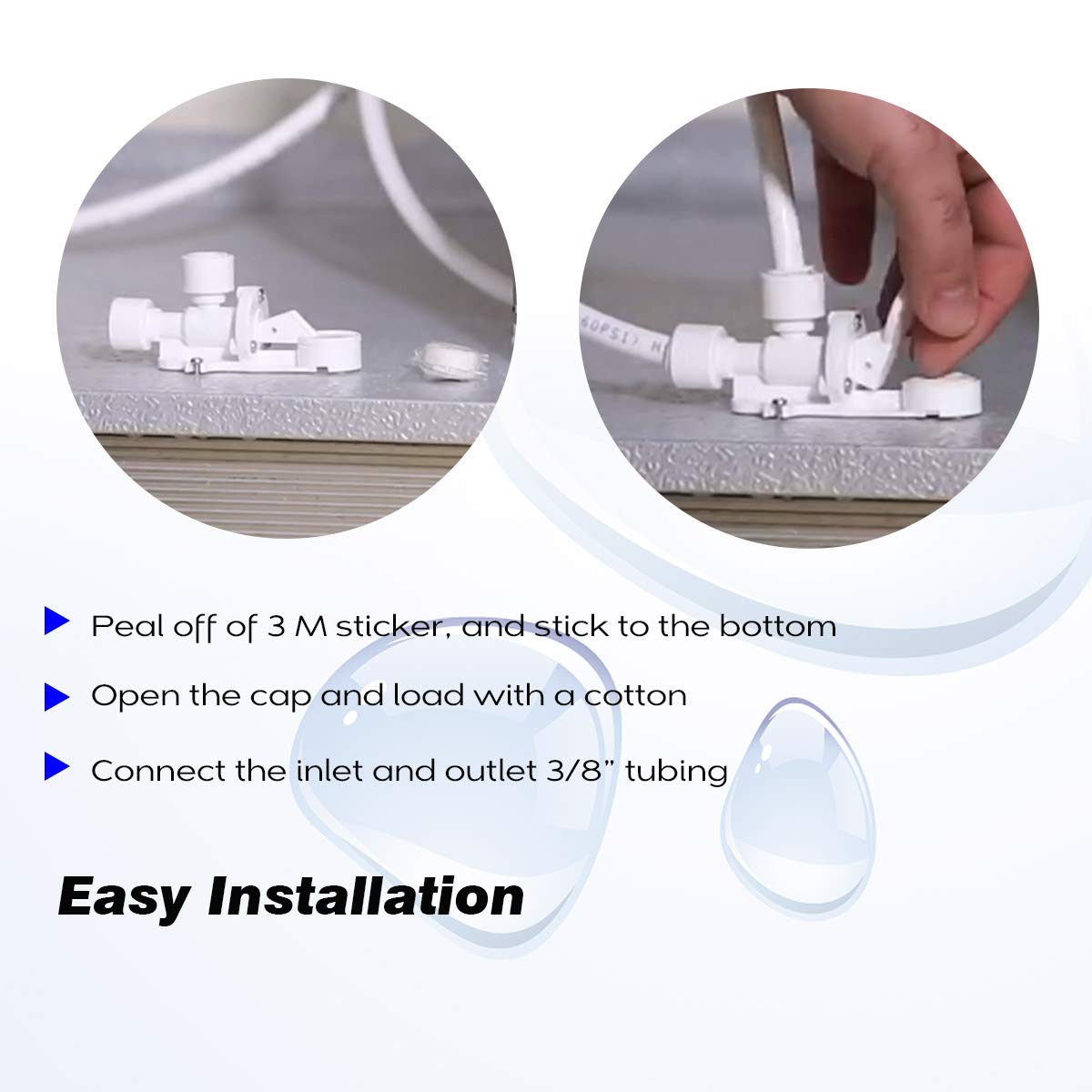 Frizzlife LSV02 Leak Stop Valve for PD600 Undersink Reverse Osmosis - 3/8' Quick Connect Leak Detector, Automatic Water Shut Off Protection