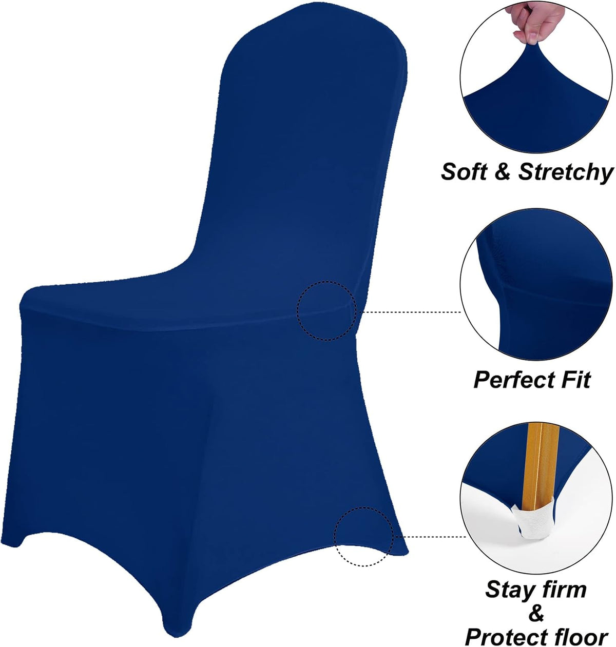 Waterproof Spandex Chair Cover 25PCS, Stretch Dining Chair Covers, Polyester Outdoor Chair Covers, Protector Stretch Chair Cover for Party Universal, Banquet, Wedding Event, Hotel(Classic Blue)