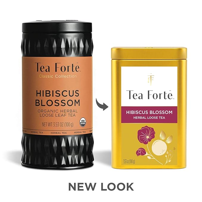 Tea Forte Hibiscus Blossom Premium Loose Leaf Caffeine-Free Herbal Tea Blend Canister, Makes 35-50 Cups