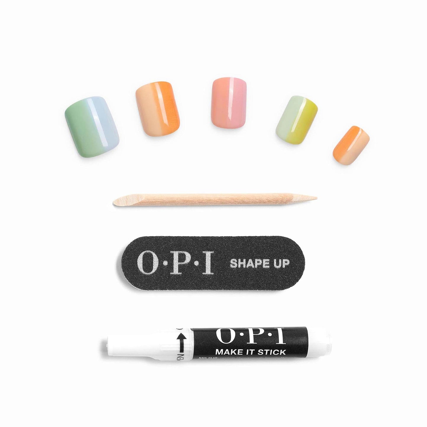 OPI On Point Hue-cid Dreams | Short Squoval Pastel Rainbow Nail Art Press On Nails | With Nail Glue | Long Lasting, Reusable, Non-damaging