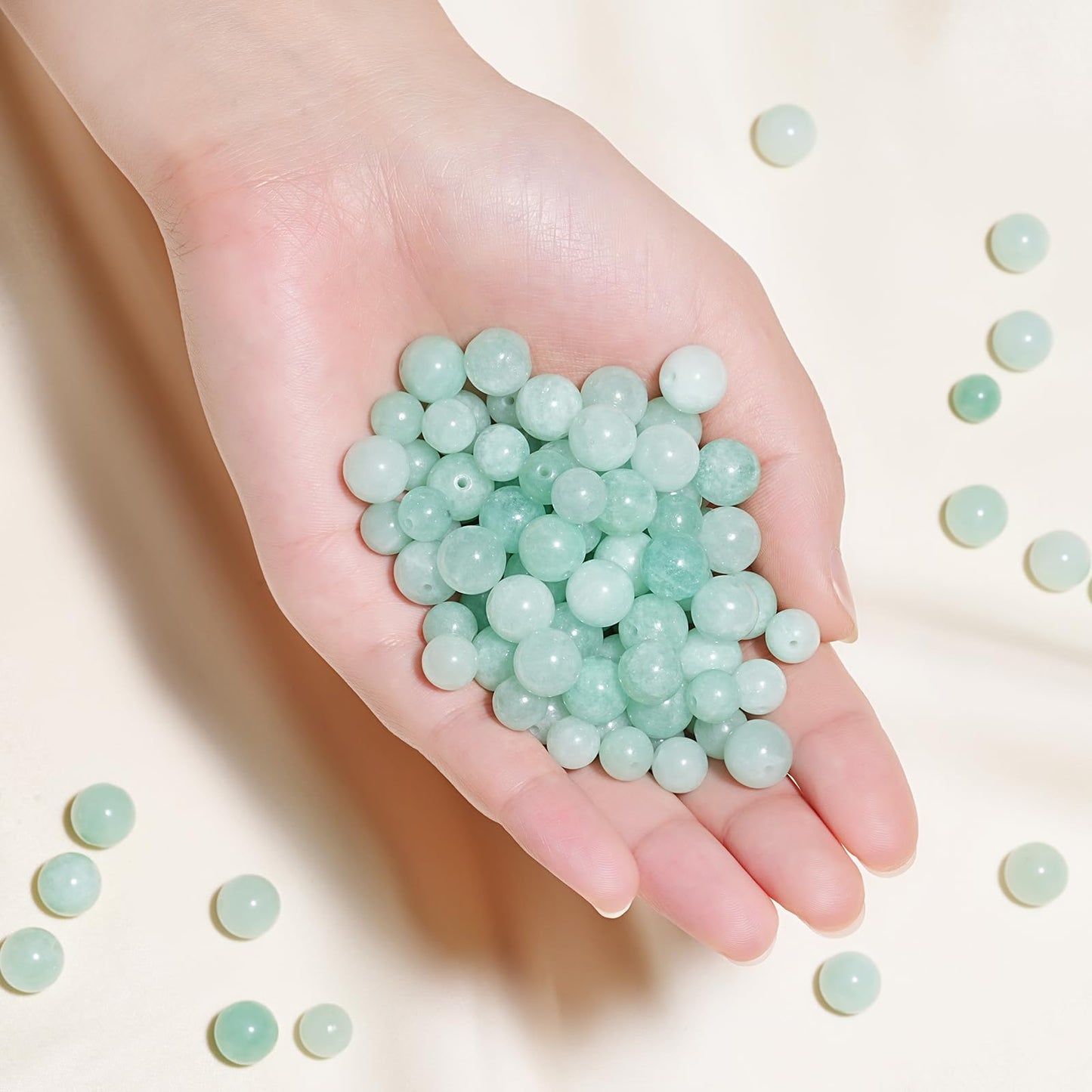 8mm Natural Cyan Angelite Gemstone Beads Polished Round Smooth Stone Beads for Bracelets Jewelry Making 15inch Loose Beads