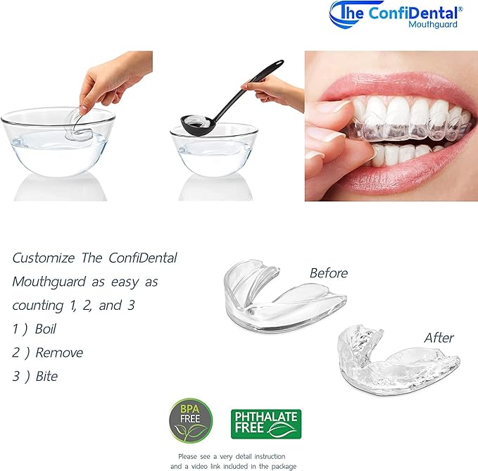 The ConfiDental Mouth Guard for Grinding Teeth at Nighttime Pack of 6 Moldable Dental Bite Guards for Clenching and Bruxism, Custom Fit for Comfortable Sleep