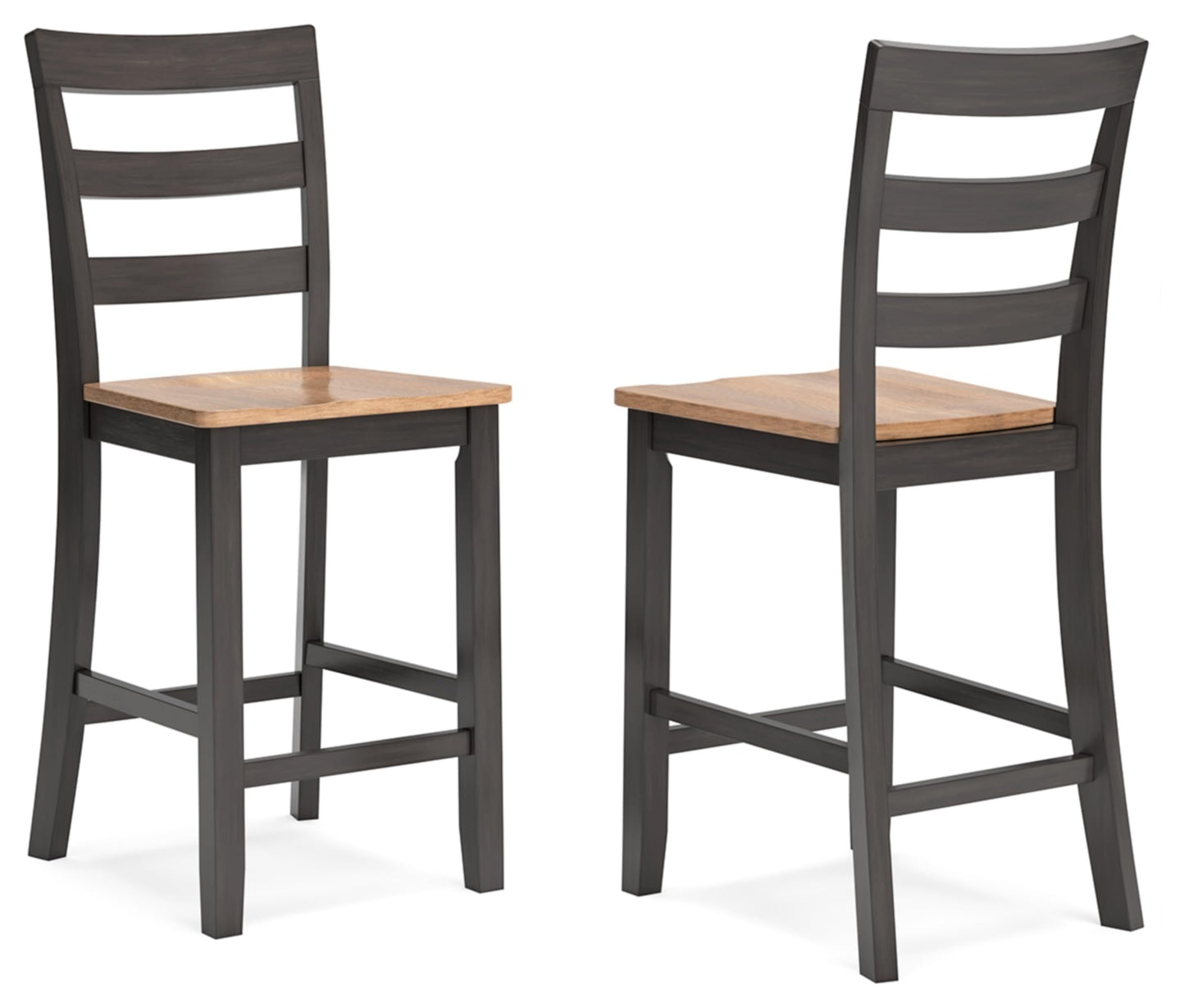 Signature Design by Ashley Gesthaven Counter Height Barstool, Set of 2, Adjustable Levelers, Solid Wood Frame, Natural/Brown