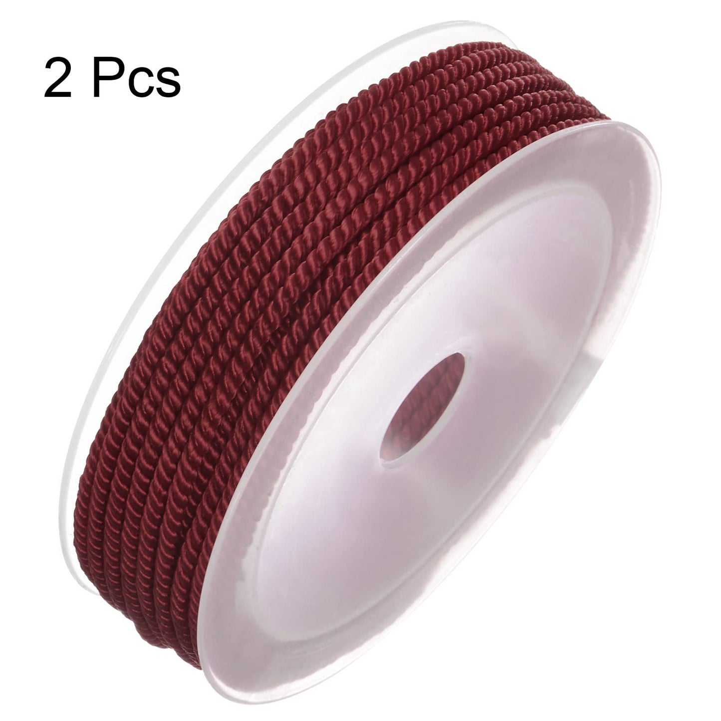 HARFINGTON 2pcs Twisted Nylon Twine Thread Beading Cord 3mm 7M/23 Feet Extra-Strong Braided Nylon String for Crafting Bracelets Jewelry Making, Dark Red