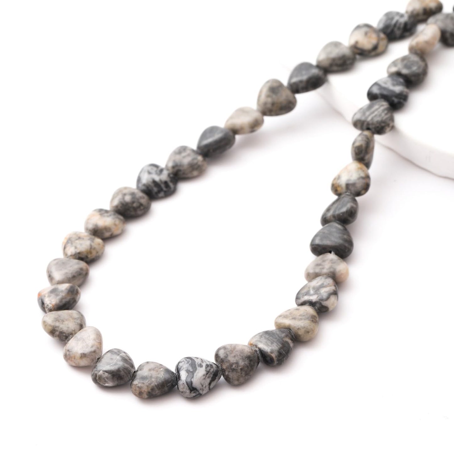 Natural Heart Shaped Map Stone Beads 10mm Loose Crystal Healing Beads for DIY Necklace Bracelet Making Gemstone Craft Supplies