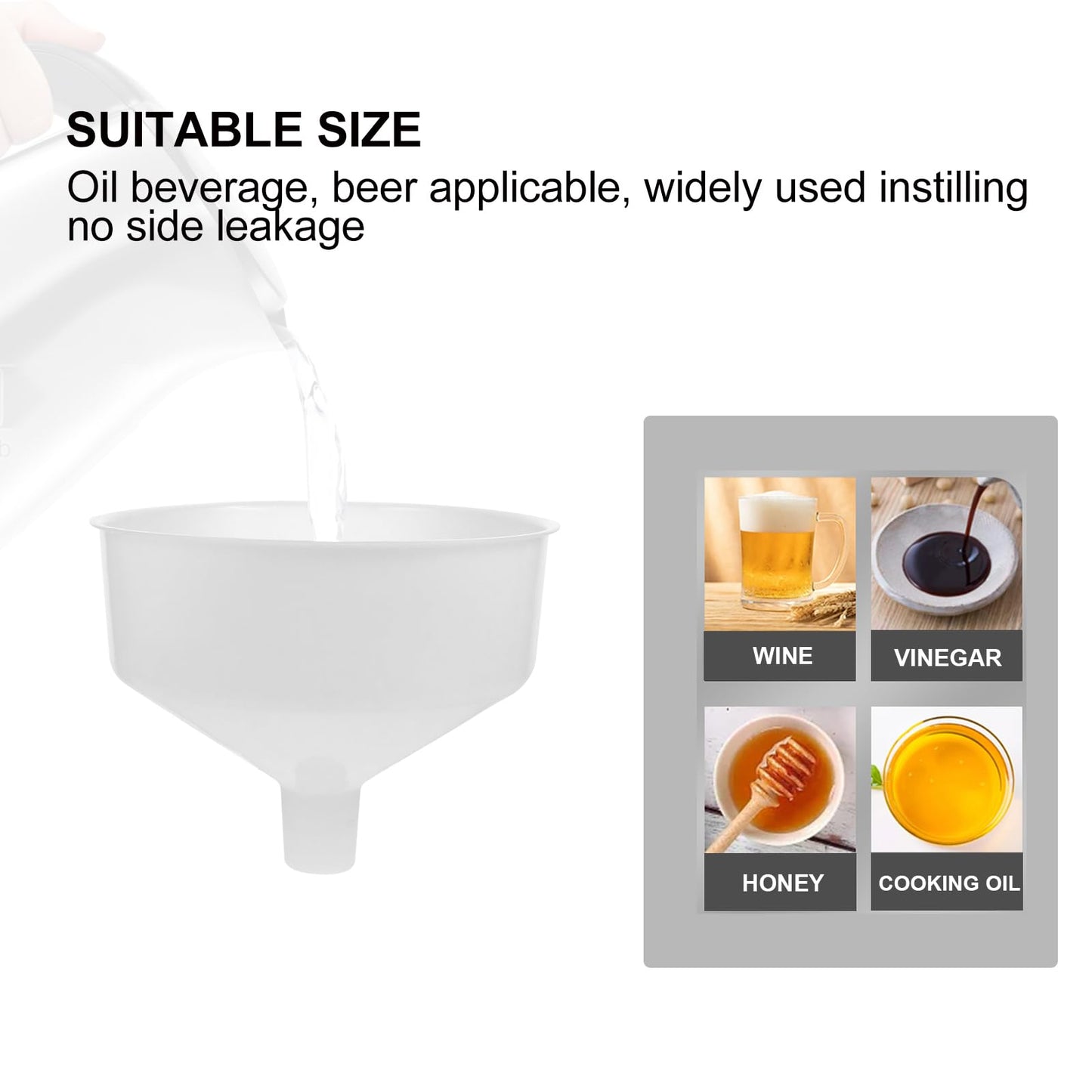 DOITOOL Kitchen Funnel Large Plastic Funnels Wide Mouth for Transferring of Liquid Fluid Dry Ingredients and Powder, Wide Mouth Diameter 9.45 in