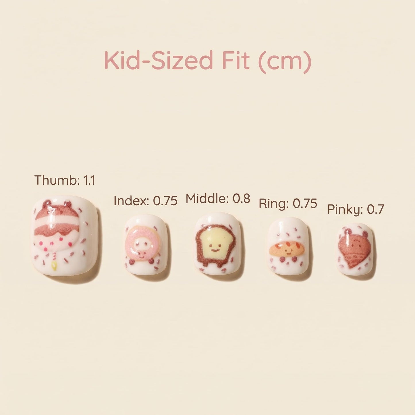 Kids Press On Nails, For Bakery Lover, Creative Pattern Nails for Girls, Matte & Soft Color Style, 24pcs
