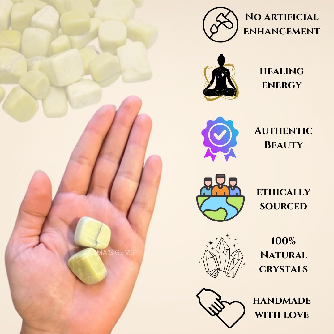Karma Gems Serpentine Tumbled Stones Natural Crystal Kit for Reiki Healing Crystal Polished, Tumble Stones, Chakra Balancing, Reiki Gift, Home Decor (15-25 MM)
