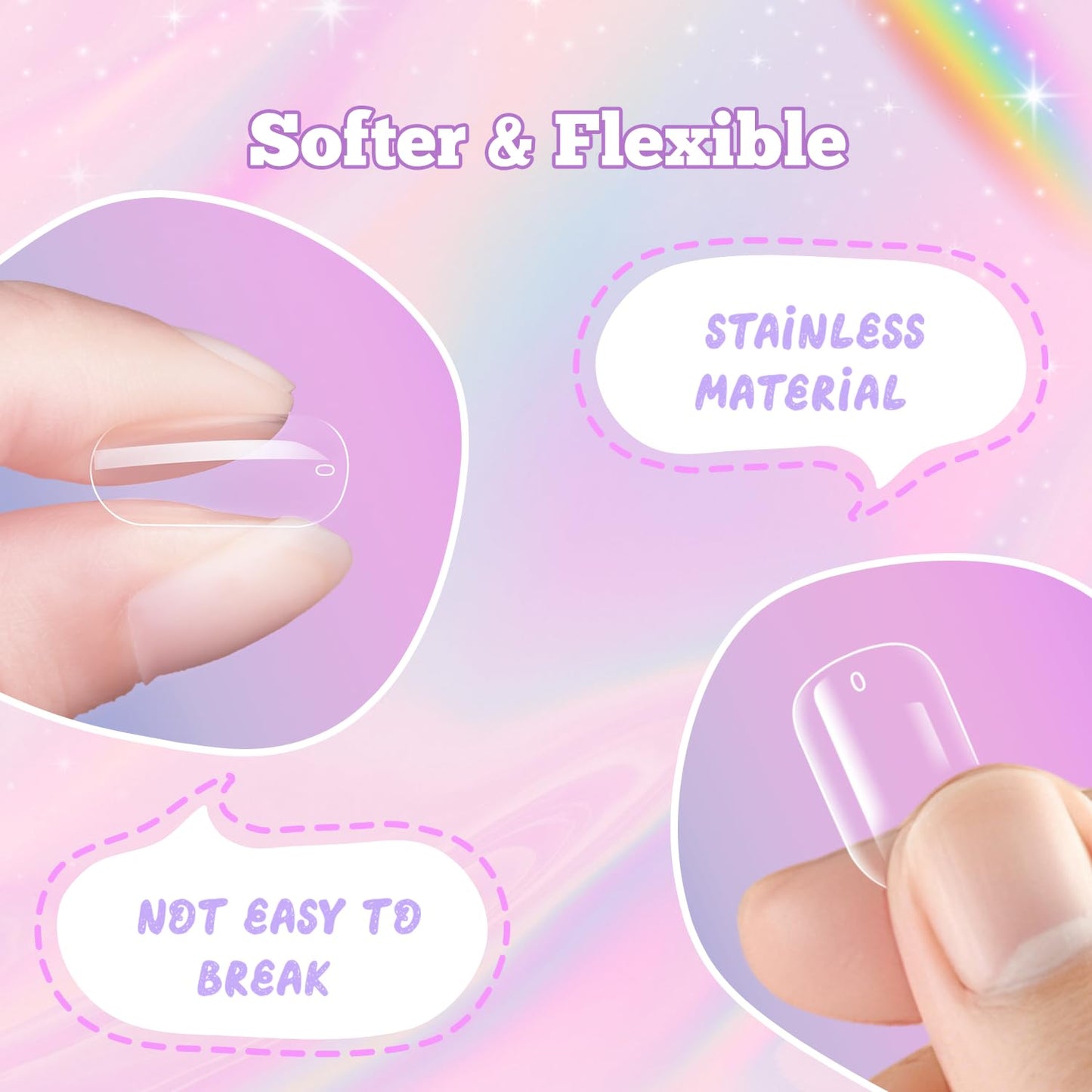 krofaue Parent-Child Nail Tips Kit:120PCS Short French Nail + 240pcs Kids Short Oval Clear Nail Tips for DIY Home Manicure Mother Daughter Bonding Time
