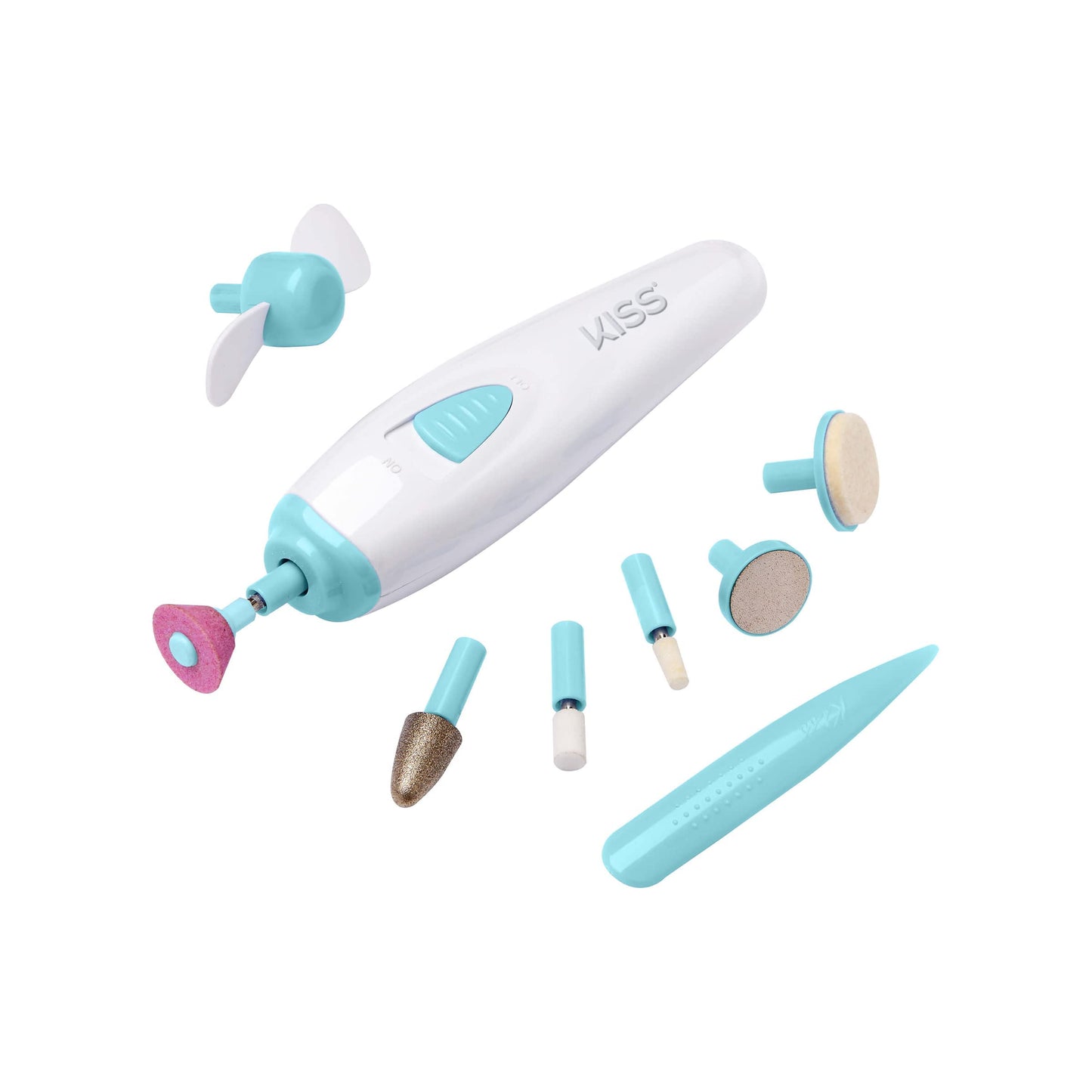 KISS Power File to Go Battery Powered Mani/Pedi Tool Professional Nail Care with 8 Attachments & Storage Case, Shape, Clean, and Polish Nails