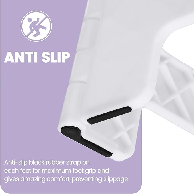 ACSTEP 9 Inch Folding Step Stool 300 LB Capacity Non Slip Foot Stool with Handle Plastic Foldable Step Stools for Kids Stepping Stool for Bathroom Kitchen Small Step Stool (1 PC White)