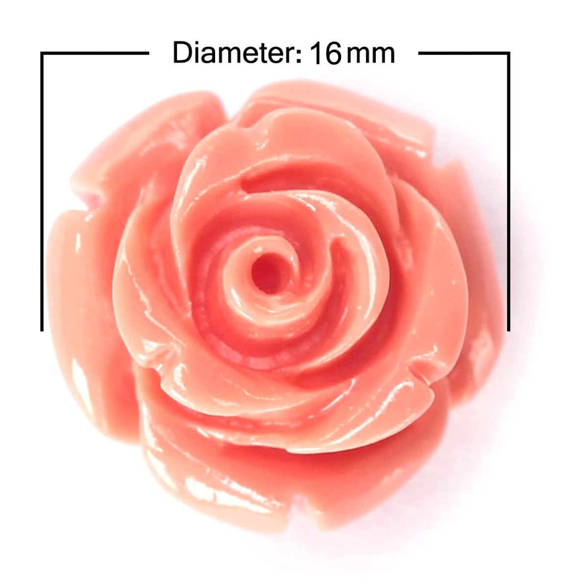 10pcs 16mm Multicolor Rose Flower Charms Beads Detailed Carved Hole Drilled Spacer Bead Loose Gemstone Beads for Jewelry Making