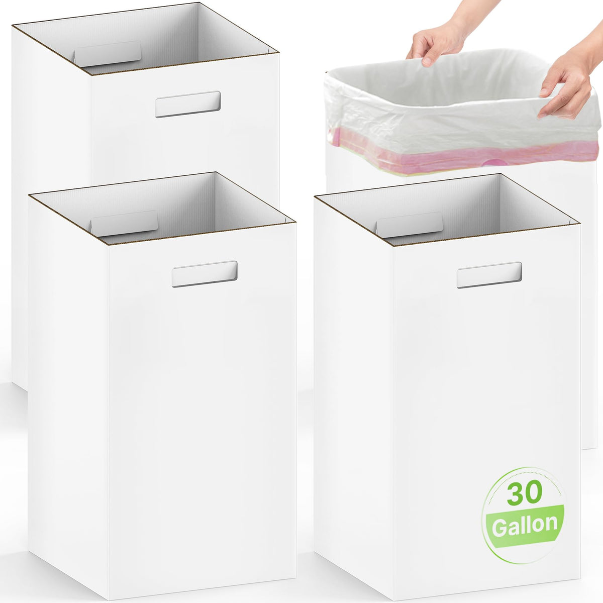 4 Pack 30 Gallon Corrugated Cardboard Disposable Trash Cans (4 Count)