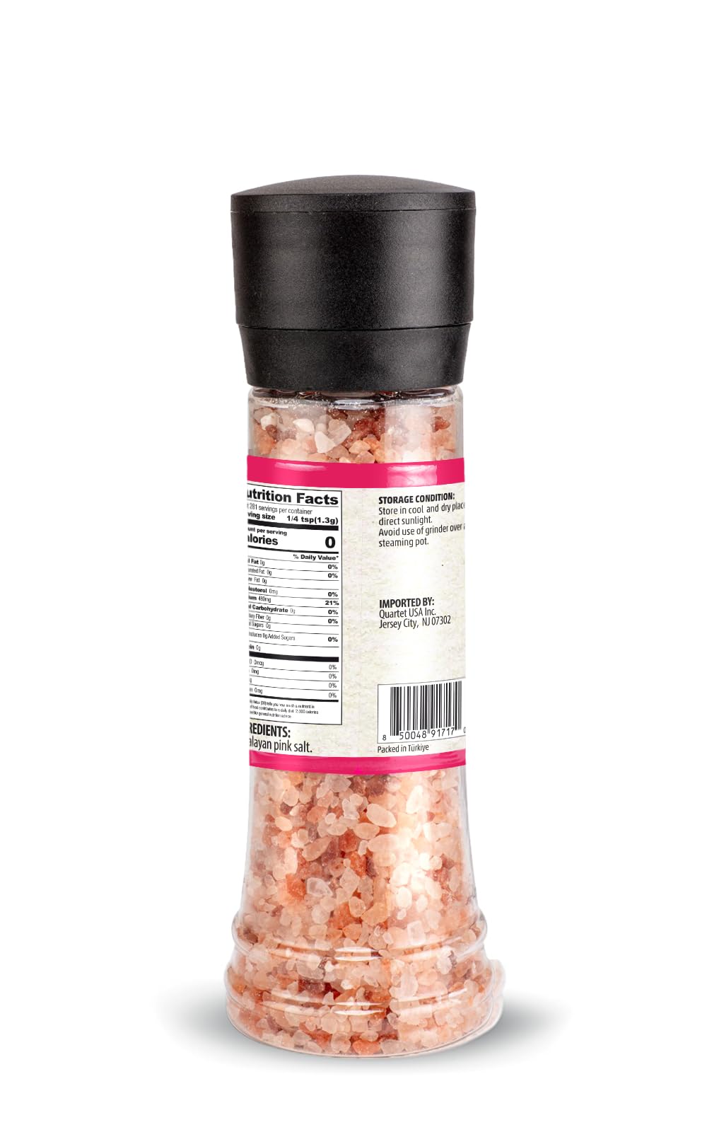 Bake & Tango Natural Himalayan Pink Sea Salt with Grinder, High-Tech Grinder Artisan Himalayan Pink Salt for Cooking, Seasoning, Grilling & Baking, No Preservatives or Additives, 12.88 oz, Pack of 6