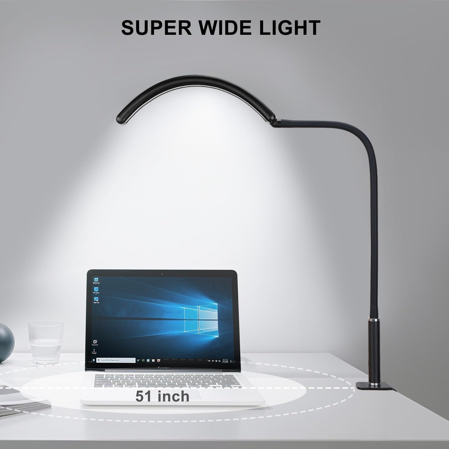 ZEKAHOV Professional Half Moon LED Desk Light for Nail Techs & Artists – Flexible Gooseneck Lamp with Clamp, 3 Color Modes & 5 Brightness Levels for Manicure, Tattoo, Beauty Work