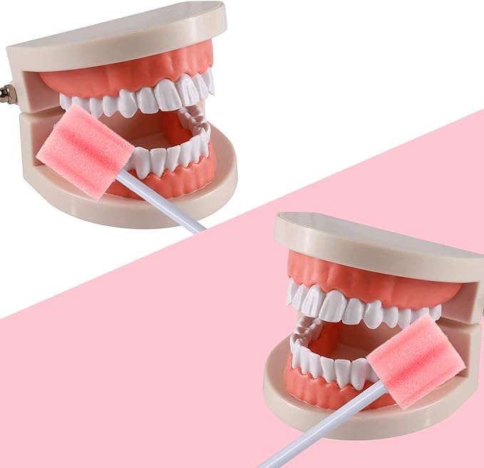 BVN Oral Care Swabs, 100 Pcs Disposable Mouth Cleaning Spong Swabs. (Plum Flower-100 PCS)