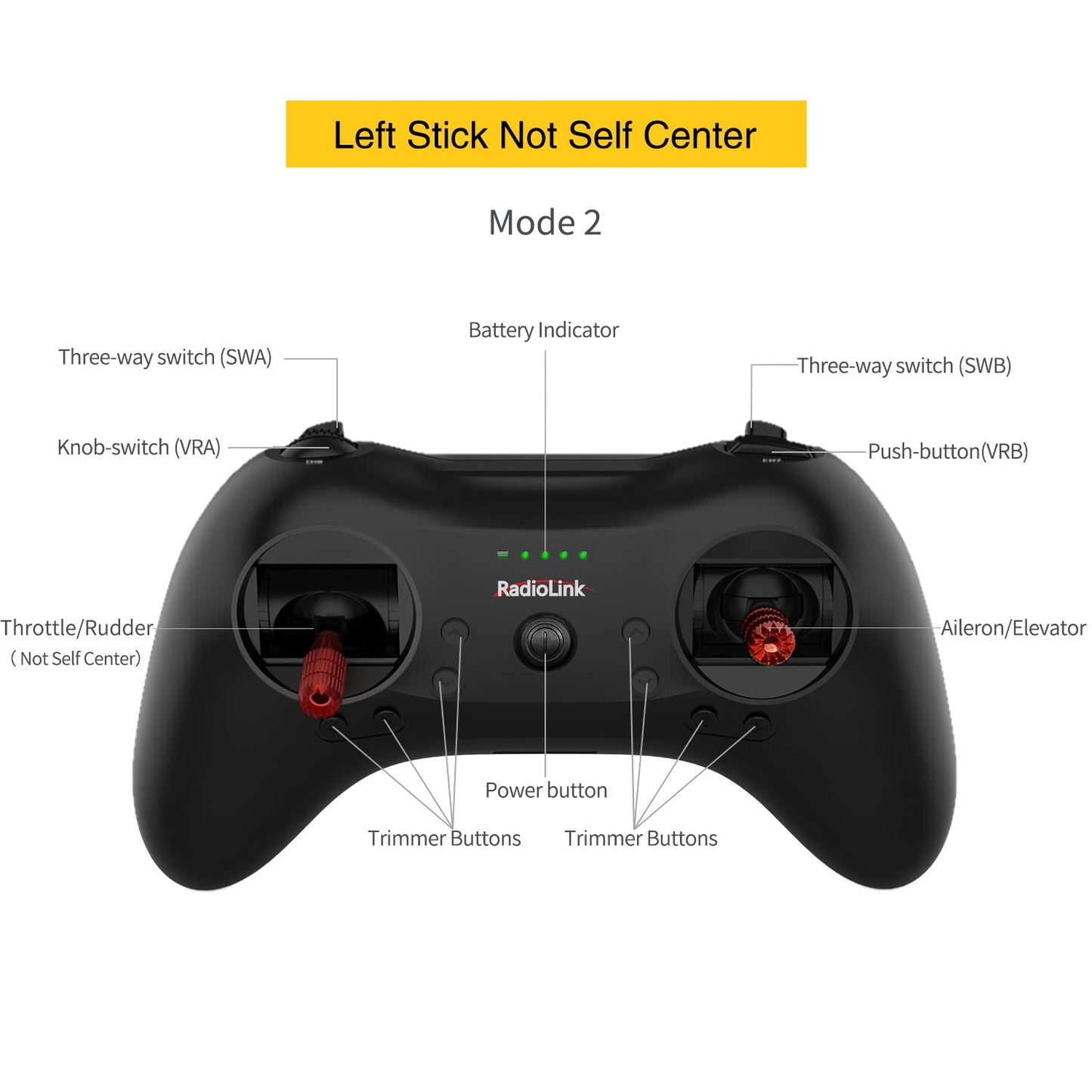 Radiolink T8S 8 Channels 2.4G RC Pocket Size Transmitter and Receiver R8EF RX, Radio Remote Controller, Built-in Rechargeable 1S Battery for Quad Drone/Airplane/Car/Boat/Robot and More (M2 Left Hand)