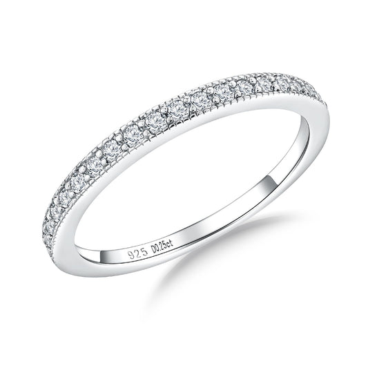 AGRULE 1.7mm Width Wedding Anniversary Band 925 Sterling Silver White Gold Plated VVS1 D Color Moissanite Rings for Men Women, Size 10