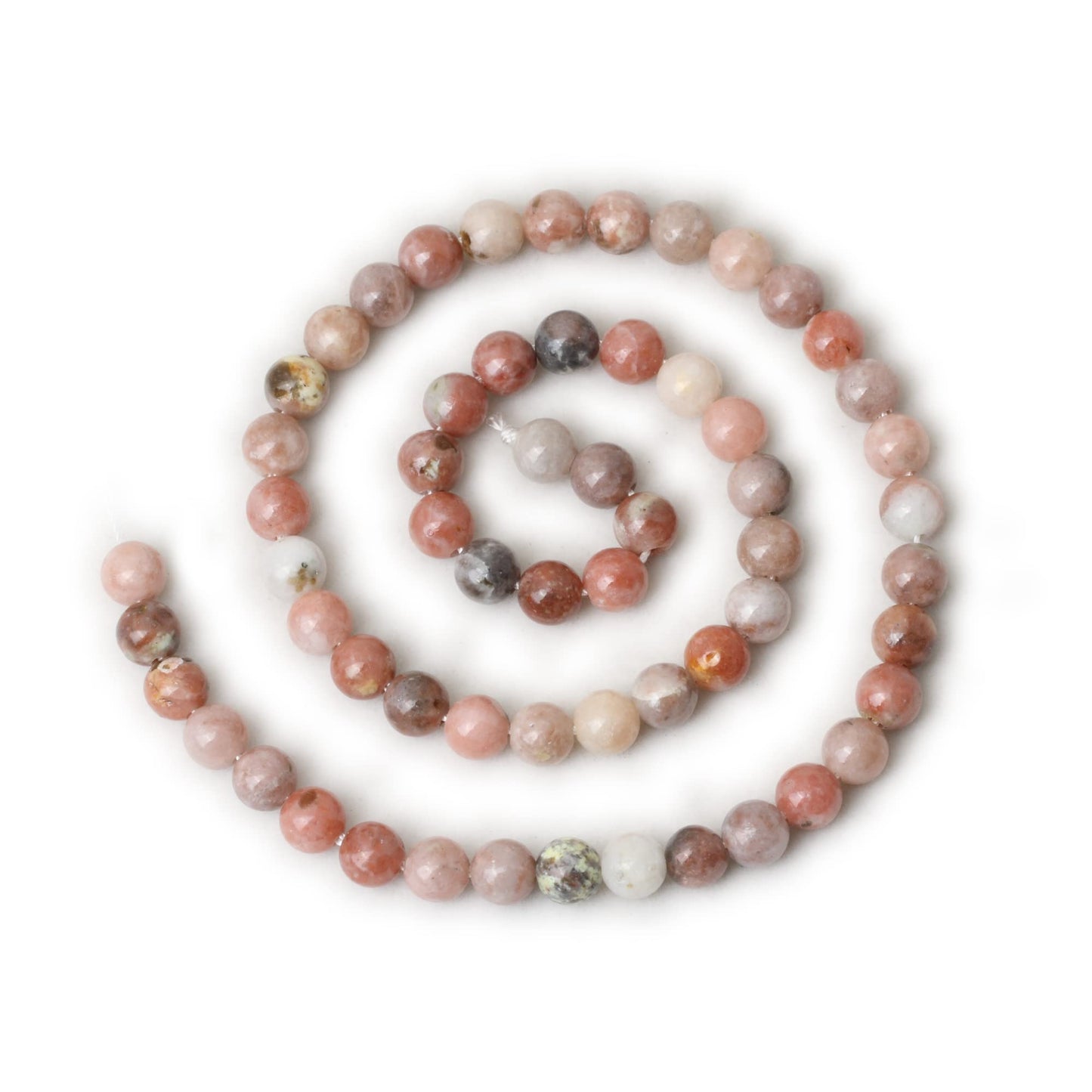CHEAVIAN 60PCS 6mm Natural Plum Blossom Stone Gemstone Round Loose Beads for DIY Bracelet Necklace Earrings Jewelry Making 1 String 15 Inches