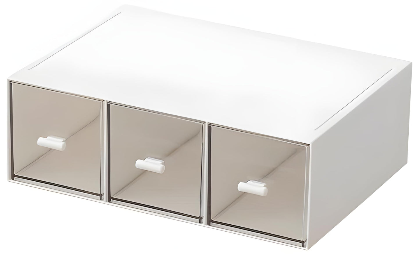 Desk Drawer Organizer, Stackable Storage Drawers, Plastic Compact Desk Storage Box Great for Office School Home Small Space - Large 3 Drawers (White)