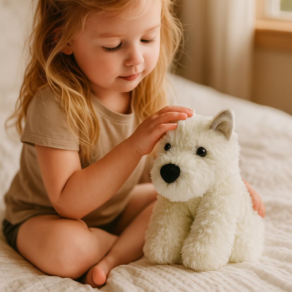 NCAIUNAE Adorable West Highland White Terrier Dog Plush Toy - 11.8" Soft Stuffed Animal Toy, Kid's Best Friend