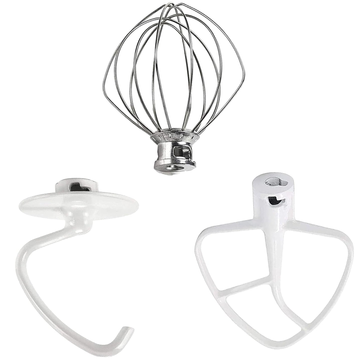 3 Pack Mixer Attachments for Kitchen Aid 4.5-5 Quart Tilt-Head Stand Mixers, Heavy-Duty Metal,Includes K45DH Dough Hook, K45B Flat Beater,K45WW Wire Whip, Dishwasher Safe Replacement Kit by TOMOON