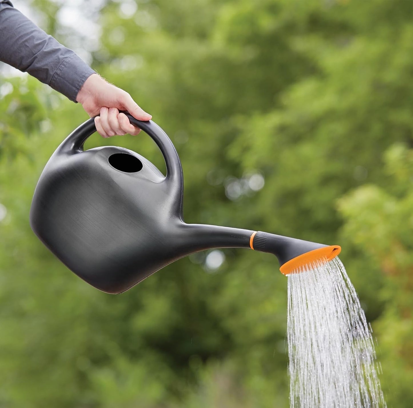 Bloem: Easy Pour Watering Can - Black - 1.6 Gallon (204 Oz), Durable Construction, Dual Handles, Sprinkle & Stream Functionality, Plants & Gardening