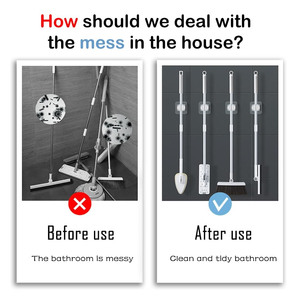 40 Pack Self Adhesive Broom Holder Wall Mount (24 Count)